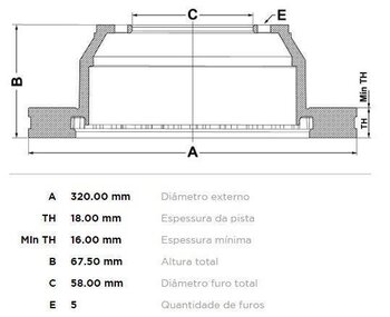 KIT 2 PÇs DISCO FREIO SUBARU TRIBECA (B9) 3.6 (WXF) TRAS 2007 EM DIANTE 32X32X12