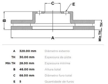 DISCO FREIO AUDI 100 (44, 44Q, C3) 2.0 TFSI quattro DIANT 2005 2008 33X33X12