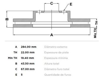 KIT 2 PCs DISCO FREIO MERCEDES-BENZ 100 Caixa (631) C 160 Kompressor (203.730) DIANT 2002 2008 29X29X12