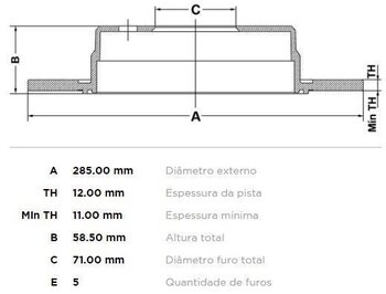 DISCO FREIO FORD USA EXPLORER (U2, U_) 4.0 V6 4WD EIXO TRASEIRO 1996 2001 29X29X12