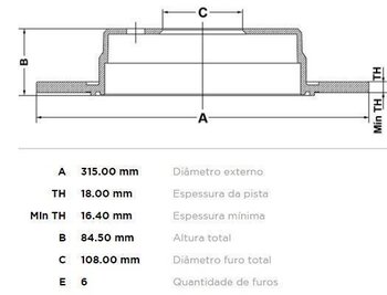 DISCO FREIO HYUNDAI GALLOPER II (JK-01) 2.5 TD TRAS 1997 2001 32X32X12