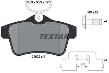 PASTILHA FREIO PEUGEOT RCZ 1.6 Turbo High Pressure 16V EIXO TRASEIRO 2011 2015 103,9X55,9X17,3