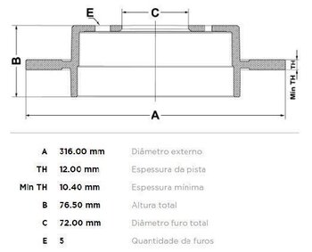 DISCO FREIO DODGE NITRO 3.7 STX V6 4WD TRAS 2007 2012