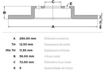 DISCO FREIO CHRYSLER GRAND CARAVAN 3.3 TRAS 2004 2007