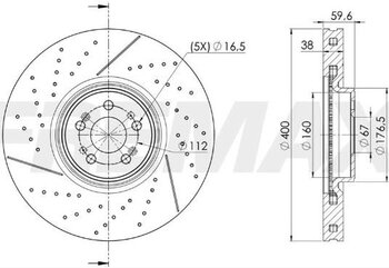 KIT 2 PCs DISCO FREIO MERCEDES-BENZ GLE (V167) AMG GLE 53 EQ Boost 4-matic+ (167.161) EIXO DIANTEIRO 2019 EM DIANTE 60