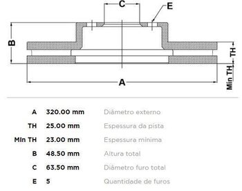 KIT 2 PÇs DISCO FREIO VOLVO 850 (LS) 1.6 DIANT 2005 EM DIANTE 33x33x12