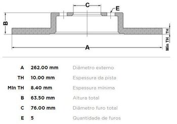 KIT 2 PÇs DISCO FREIO KIA AVELLA 2.0 TRAS 2009 2012 27x27x12