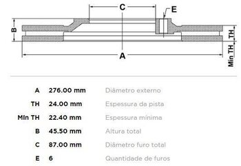 DISCO FREIO MITSUBISHI PAJERO II (V3_W, V2_W, V4_W, V5_W) 2.5 TD GLX 4WD (V24W) EIXO DIANTEIRO 1990 2000 45