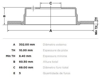 KIT 2 PÇs DISCO FREIO MITSUBISHI PAJERO CLASSIC (V2_W, V6_W, V7_W) 3.8 HPE FULL (V67W) TRAS 2003 2006 31X31X12