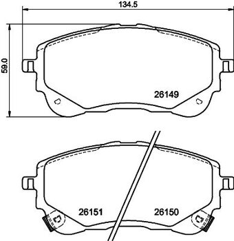 PASTILHA FREIO TOYOTA COROLLA Sedan (_E21_) 2.0 VVT-iE Flex (MZEA12) EIXO DIANTEIRO 2019 EM DIANTE 134,5X59X19,1