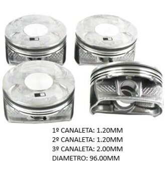 KIT 4 PÇs PISTAO  MOTOR CHRYSLER 300C (LX) 3.6 2011 EM DIANTE