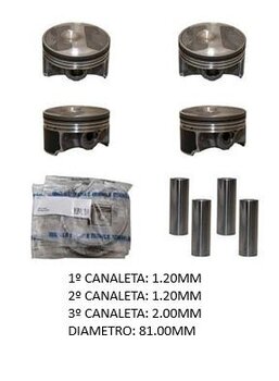 KIT 4 PÇs PISTAO  MOTOR FIAT TORO (226_) 1.8 Flex (226.117) 2016 2021 46,4