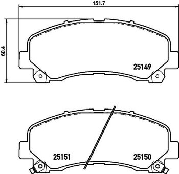 PASTILHA FREIO CHEVROLET S10 Pick-up 2.5 Flex EIXO DIANTEIRO 2014 2021 151,9X60,7X15,8