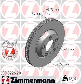 DISCO FREIO VW TOUAREG (7LA, 7L6, 7L7) 4.2 V8 EIXO DIANTEIRO LADO ESQUERDO 2003 2006 69