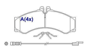 PASTILHA FREIO MERCEDES-BENZ 100 Caixa (631) 412 D DIANT 1996 2006 164,7X73X20