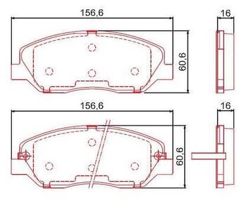 PASTILHA FREIO KIA MOHAVE (HM) 3.0 CRDi 4WD EIXO DIANTEIRO 2007 2011 156,9X60,9