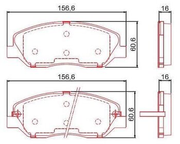 PASTILHA FREIO SSANGYONG KORANDO (CK) 2.0 e-XDi D20T 4WD EIXO DIANTEIRO 2010 2015 156,9X60,9