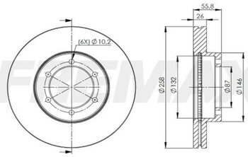 DISCO FREIO KIA BESTA Furgão 3.0 D GS 16 Lugares DIANT 1997 2003 26X26X12