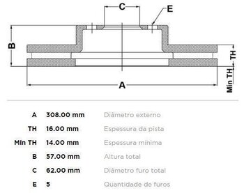 KIT 2 PÇs DISCO FREIO SUZUKI GRAND VITARA II (JT, TE, TD) 2.0 SZ (JB420) EIXO TRASEIRO 2008 2016 57