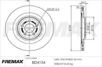 KIT 2 PÇs DISCO FREIO AUDI A8 D4 (4H2, 4H8, 4HC, 4HL) 6.3 W12 quattro 2011 2017 36X36X12