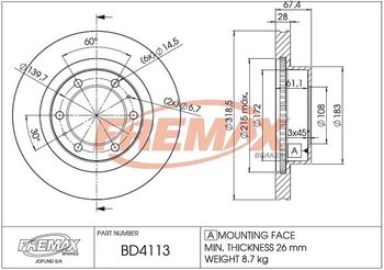 KIT 2 PCs DISCO FREIO TOYOTA HILUX VII Pick-up (_N1_, _N2_, _N3_) 2.5 D/C, S/C, DX, AC 4WD (KUN25) EIXO DIANTEIRO 2005 2011 67,5