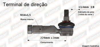 TERMINAL DIRECAO KIA SORENTO II (XM) 2.4 EX CVVT 4WD EIXO DIANTEIRO LADO DIREITO 2009 2015 224