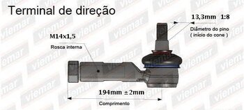 TERMINAL DIRECAO KIA PICANTO II (TA) 1.0 Flex EIXO DIANTEIRO LADO DIREITO 2011 2017 225