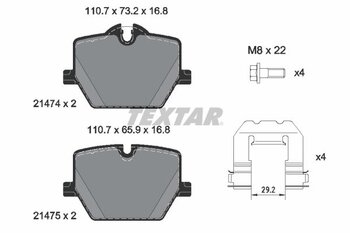 PASTILHA FREIO BMW 3 (G20, G80, G28) M 340 i xDrive EIXO TRASEIRO 2020 EM DIANTE 110,7X16,8