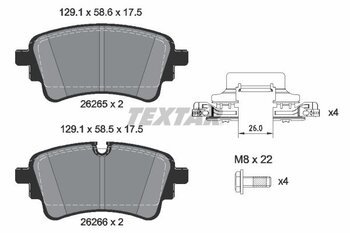 PASTILHA FREIO AUDI A4 B9 (8W2, 8WC) 2.0 TFSI Ambiente Attraction Launch Edition EIXO TRASEIRO 2016 2022 129,1X17,5