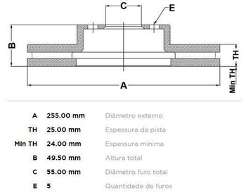 DISCO FREIO TOYOTA COROLLA Sedan (_E12_) 1.6 XLI S/D (ZZE121_) 2002 2008 49