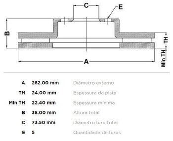 DISCO FREIO CHRYSLER 300 C (LX) 2.0 i DIANT 1995 2001 29X29X12