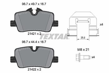 PASTILHA FREIO BMW 3 (G20, G80, G28) 2.0 320i ActiveFlex EIXO TRASEIRO 2021 EM DIANTE 98,7X16,7