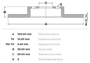 KIT 2 PÇs DISCO FREIO MITSUBISHI OUTLANDER II (CW_W) 2.0 2009 2012 31X31X12