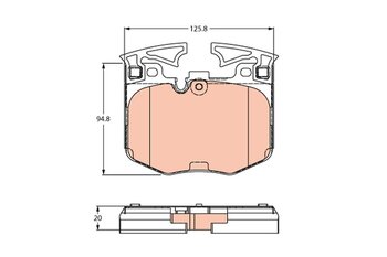 PASTILHA FREIO BMW i4 (G26) M50 Tração integral EIXO DIANTEIRO 2022 EM DIANTE 125,8X94,8X20