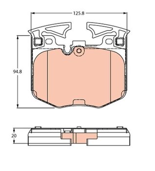 PASTILHA FREIO BMW i4 (G26) M50 Tração integral EIXO DIANTEIRO 2022 EM DIANTE 125,8X94,8X20