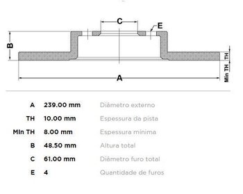 KIT 2 PCs DISCO FREIO HONDA ACCORD VI (CG, CK) 1.5 i (EK3) TRAS 1995 2001 24X24X12