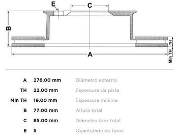 DISCO FREIO MERCEDES-BENZ 100 Caixa (631) 312 D 2.9 4x4 DIANT 1997 2002 28X28X12