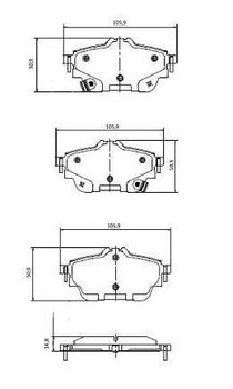 PASTILHA FREIO NISSAN SENTRA VIII (B18X) 2.0 EIXO TRASEIRO 2023 EM DIANTE 106X50,9X15,1