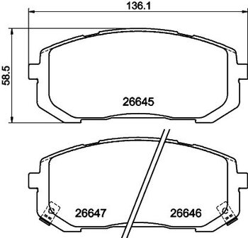 PASTILHA FREIO KIA NIRO II (SG2) 1.6 GDi Hybrid EIXO DIANTEIRO 2022 EM DIANTE 136,1X58,5