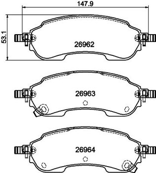 PASTILHA FREIO FORD RANGER IV 3.0 V6 AWD EIXO TRASEIRO 2023 EM DIANTE 147,9X53,1X17,1