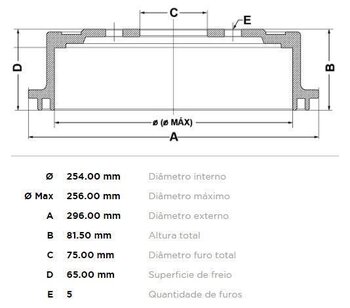 TAMBOR FREIO HYUNDAI ACCENT I (X-3) 2.5 D 1993 1994 30X30X12