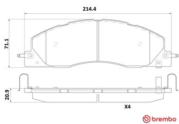 PASTILHA FREIO DODGE RAM 2500 Standard Cab Pickup (DJ) 6.7 D 4WD EIXO DIANTEIRO 2008 2010 214X21X71