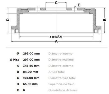 TAMBOR FREIO TOYOTA 4 RUNNER (KZN18_, VZN18_, RZN18_) 3.0 V6 (VZN 130) DIANT 1990 1995 35X35X12