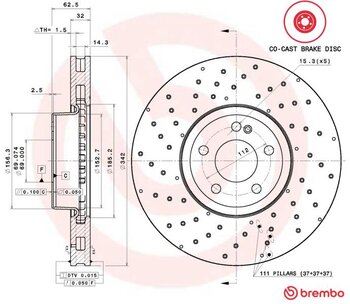 KIT 2 PÇs DISCO FREIO MERCEDES-BENZ E-CLASS (W213) E 250 Turbo, Avantgarde, Exclusive,... EIXO DIANTEIRO 2016 2023 63