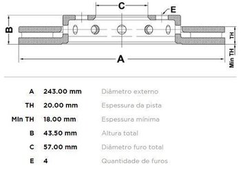 DISCO FREIO KIA SEPHIA Sedan (FA) 1.5 i GTX DIANT 1996 1997 25X25X12