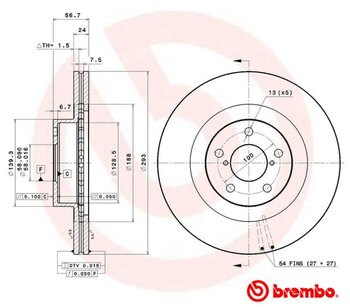 KIT 2 PÇs DISCO FREIO SUBARU FORESTER (SH_) 2.5 AWD EIXO DIANTEIRO 2007 2013 57