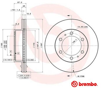 KIT 2 PÇs DISCO FREIO TOYOTA HILUX VII Pick-up (_N1_, _N2_, _N3_) 3.0 D-4D SRV A/T 4WD EIXO DIANTEIRO 2012 2015 67