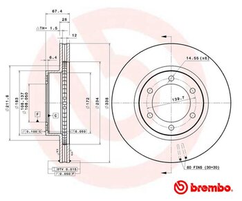 KIT 2 PCs DISCO FREIO TOYOTA LAND CRUISER PRADO (_J12_) 3.0 Prado D-4D (KDJ120, KDJ125) EIXO DIANTEIRO 2002 2009 67