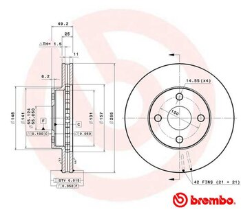 KIT 2 PÇs DISCO FREIO TOYOTA PRIUS (_W3_) 1.8 Hybrid (ZVW30) 2012 2015 49