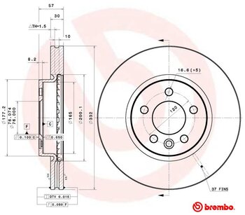 KIT 2 PÇs DISCO FREIO VW AMAROK (2HA, 2HB, S1B, S6B, S7A, S7B) 2.0 TDI CS EIXO DIANTEIRO 2022 EM DIANTE 57